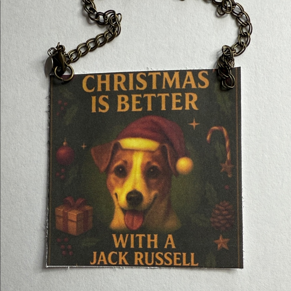 Christmas Holiday Jack Russell Dog Pendant